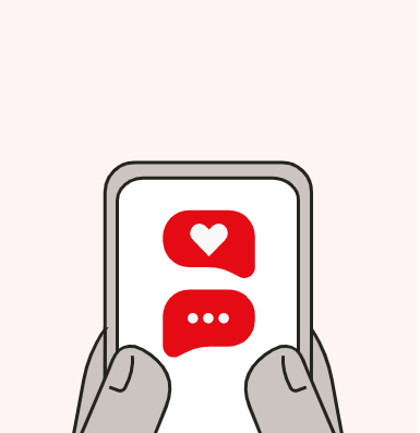 Image of a cartoon phone with a heart text message